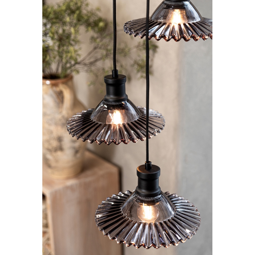 Markslöjd 108853 - Luster na sajli NOVIA 3xE27/40W/230V crna/dimna