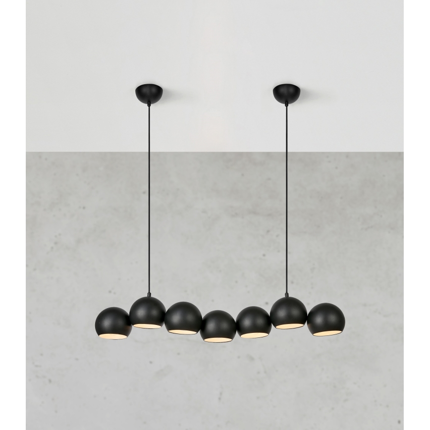Markslöjd 108860 - Luster na sajli CUPOLO 7xE14/40W/230V crna