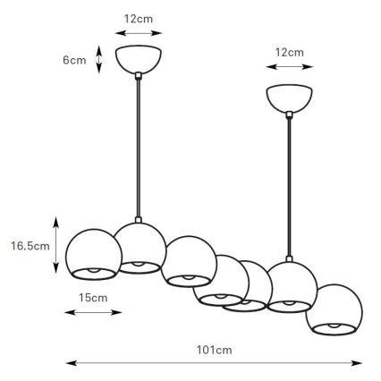 Markslöjd 108914 - Luster na sajli CUPOLO 7xE14/40W/230V siva