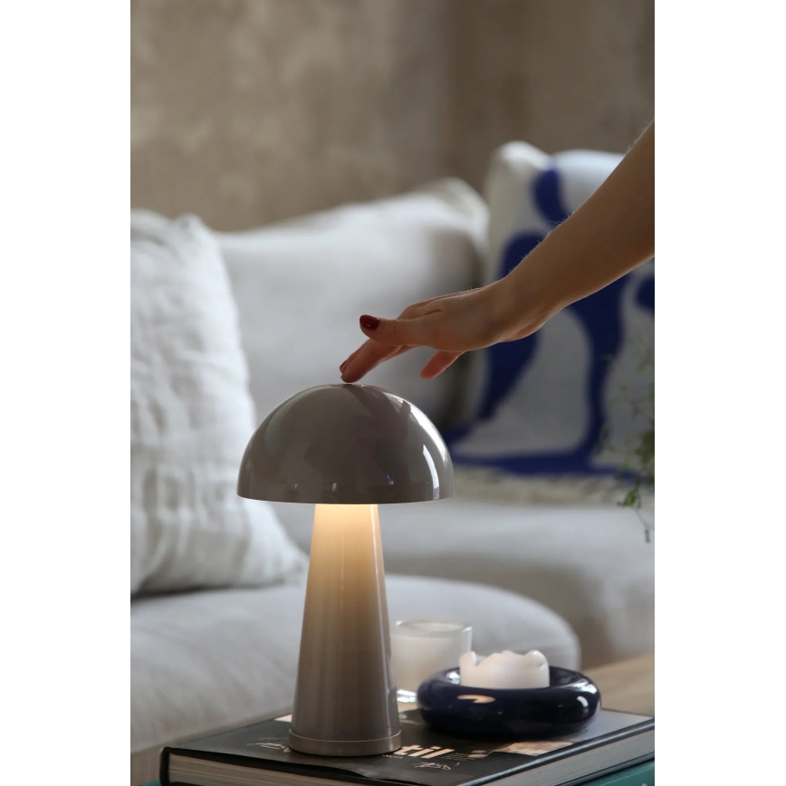 Markslöjd 108950 - LED punjiva stolna lampa FUNGI s podesivom svjetlinom LED/1,5W/5V 2000 mAh IP44 siva