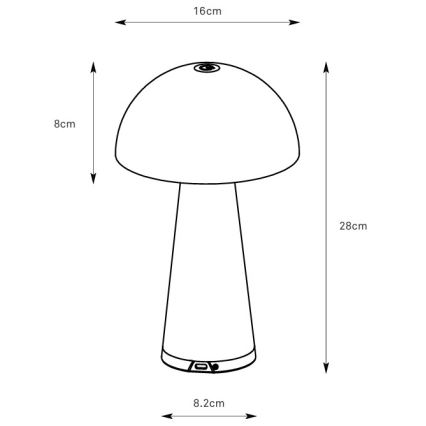 Markslöjd 108950 - LED punjiva stolna lampa FUNGI s podesivom svjetlinom LED/1,5W/5V 2000 mAh IP44 siva