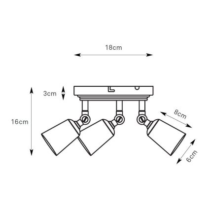Markslöjd 108980 - Reflektor TINY 3xGU10/7W/230V mesing