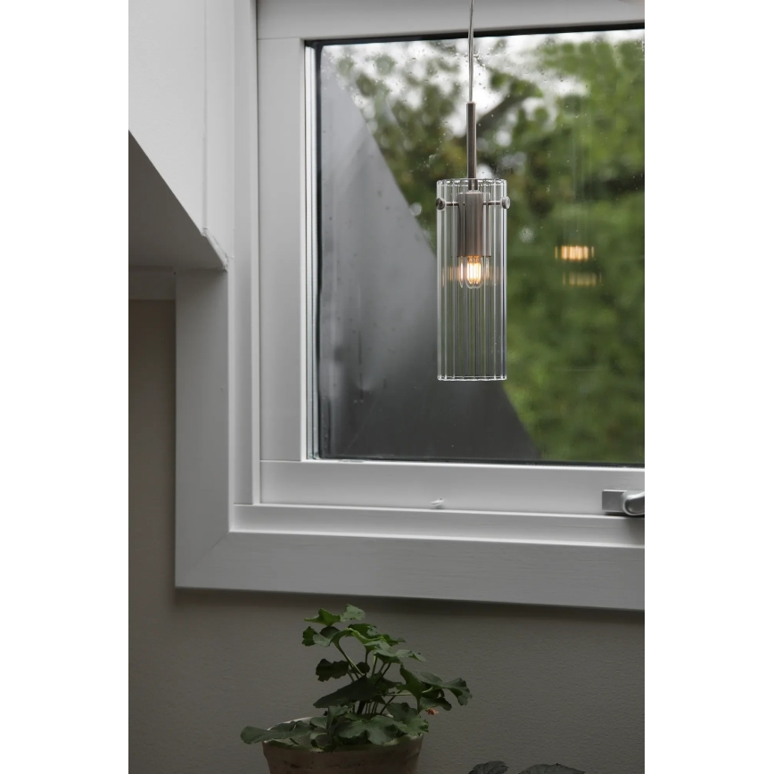 Markslöjd 109013 - Luster na sajli TIBIA 1xE14/40W/230V prozirno/mesing