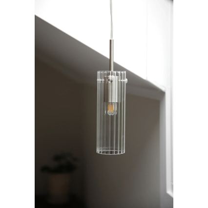Markslöjd 109013 - Luster na sajli TIBIA 1xE14/40W/230V prozirno/mesing