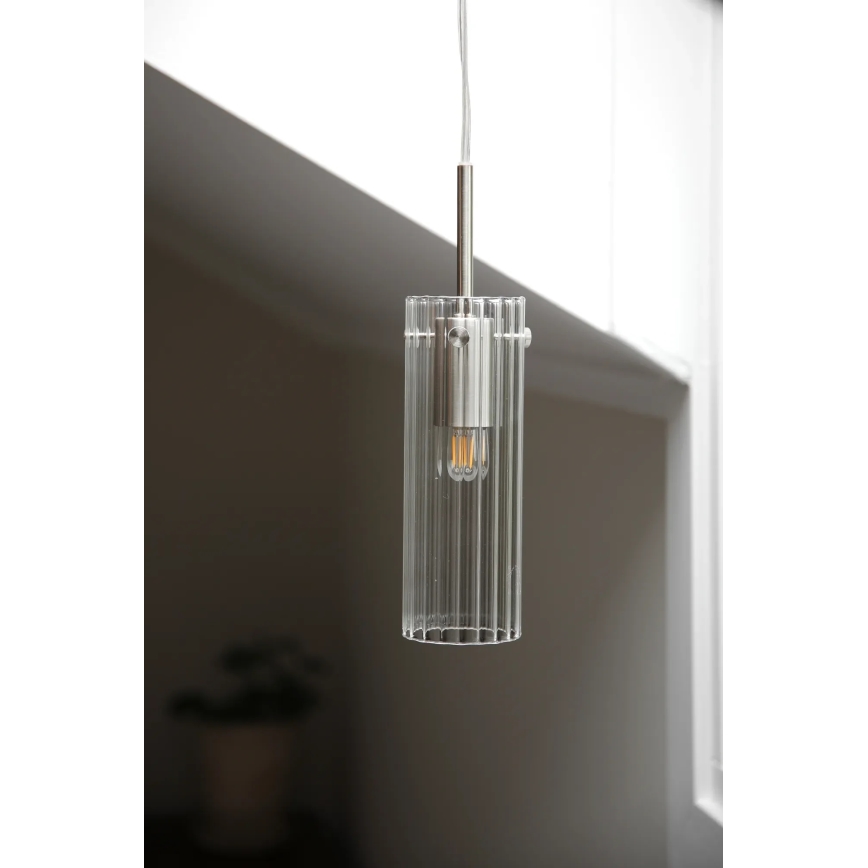 Markslöjd 109013 - Luster na sajli TIBIA 1xE14/40W/230V prozirno/mesing
