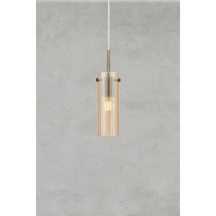 Markslöjd 109015 - Luster na sajli TIBIA 1xE14/40W/230V dimljeno bež/mesing