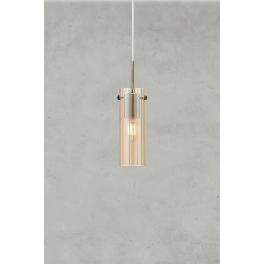 Markslöjd 109015 - Luster na sajli TIBIA 1xE14/40W/230V dimljeno bež/mesing