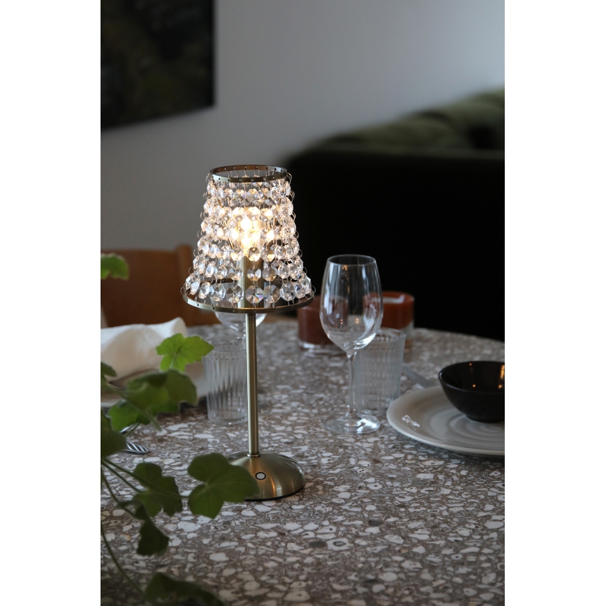 Markslöjd 109125 - LED stolna lampa LIORA, prigušiva, punjiva, na dodir, 1xE14/2W/2000 mAh, mesing
