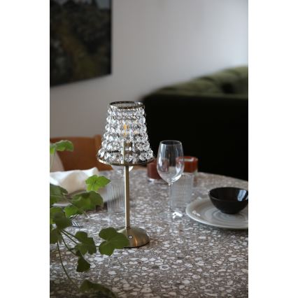Markslöjd 109125 - LED stolna lampa LIORA, prigušiva, punjiva, na dodir, 1xE14/2W/2000 mAh, mesing