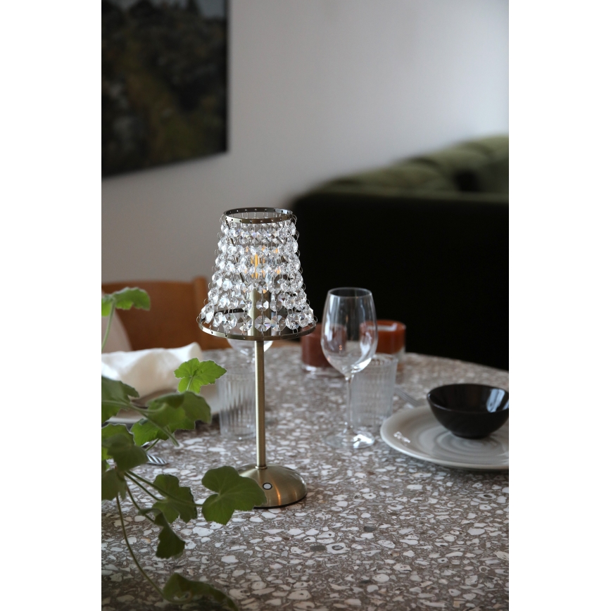 Markslöjd 109125 - LED stolna lampa LIORA, prigušiva, punjiva, na dodir, 1xE14/2W/2000 mAh, mesing