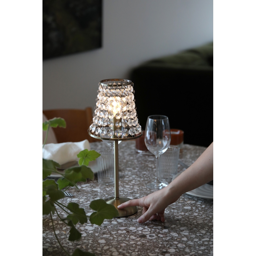 Markslöjd 109125 - LED stolna lampa LIORA, prigušiva, punjiva, na dodir, 1xE14/2W/2000 mAh, mesing