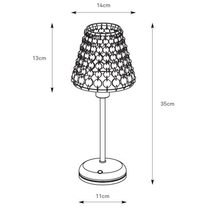 Markslöjd 109125 - LED stolna lampa LIORA, prigušiva, punjiva, na dodir, 1xE14/2W/2000 mAh, mesing