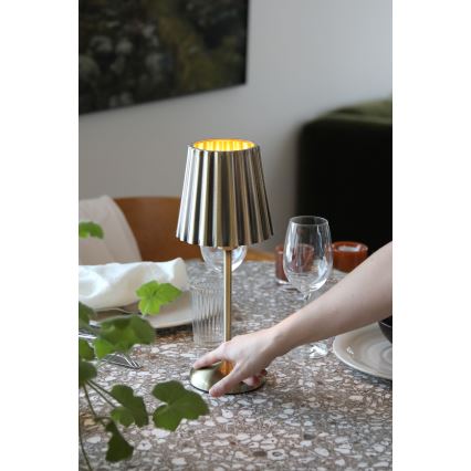 Markslöjd 109127 - LED stolna lampa na dodir, punjiva i s mogućnošću prigušivanja CELIA 1xE14/2W/2000 mAh mesing