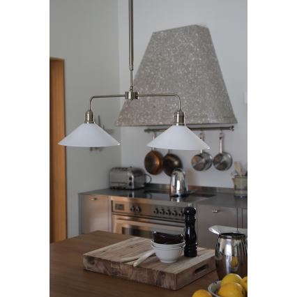 Markslöjd 109160 - Stropni luster na štapu VELA 2xE27/60W/230V bijela/mesing