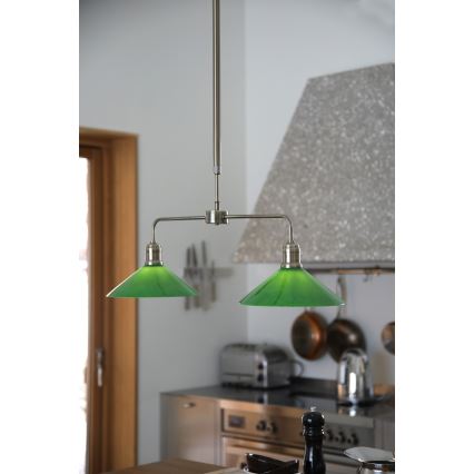 Markslöjd 109161 - Luster na štapu VELA 2xE27/60W/230V zelena/mesing