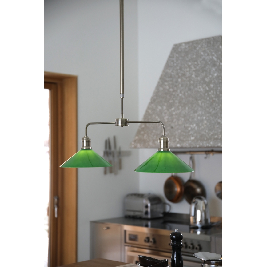 Markslöjd 109161 - Luster na štapu VELA 2xE27/60W/230V zelena/mesing