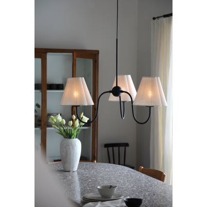 Markslöjd 109172 - Viseći luster na sajli VEYA 3xE14/40W/230V Ø 90 cm lan/crna