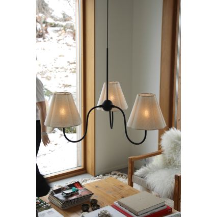 Markslöjd 109172 - Viseći luster na sajli VEYA 3xE14/40W/230V Ø 90 cm lan/crna