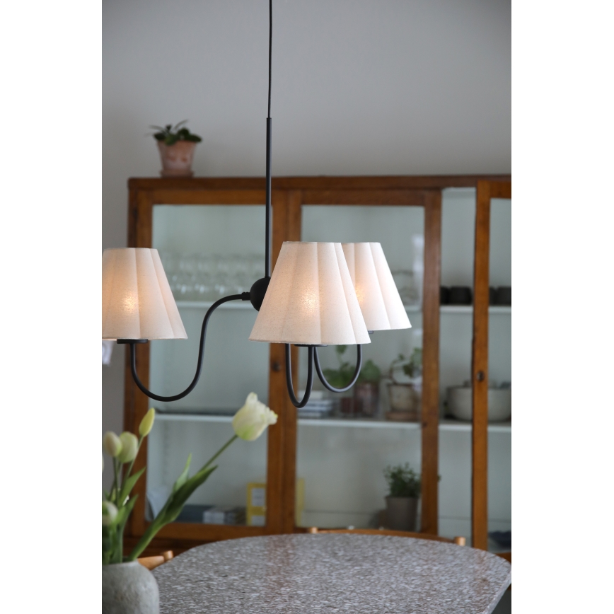 Markslöjd 109172 - Viseći luster na sajli VEYA 3xE14/40W/230V Ø 90 cm lan/crna