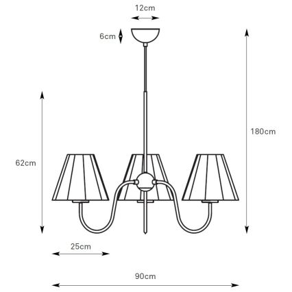 Markslöjd 109172 - Viseći luster na sajli VEYA 3xE14/40W/230V Ø 90 cm lan/crna
