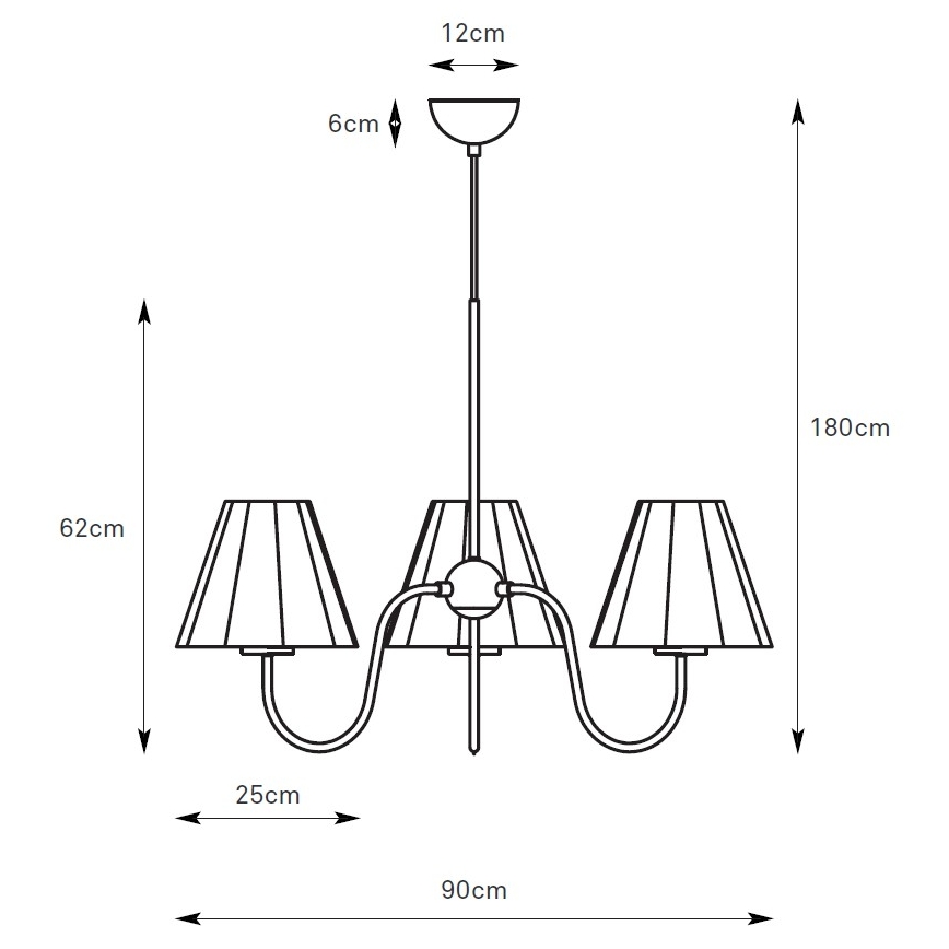 Markslöjd 109172 - Viseći luster na sajli VEYA 3xE14/40W/230V Ø 90 cm lan/crna