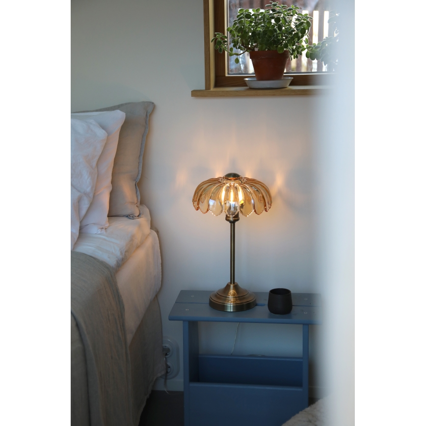 Markslöjd 109180 - Stolna lampa KURAGE 1xE27/60W/230V mesing/zadimljena bež