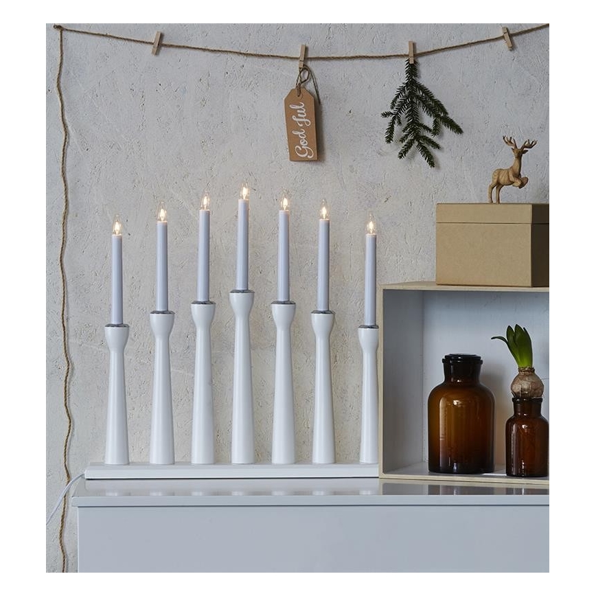 Markslöjd 702232 - Božićni svijećnjak MASESKÄR 7xE10/3W/230V bijeli