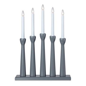 Markslöjd 704197 - Božićni svijećnjak MASESKÄR 5xE10/3W/230V sivi