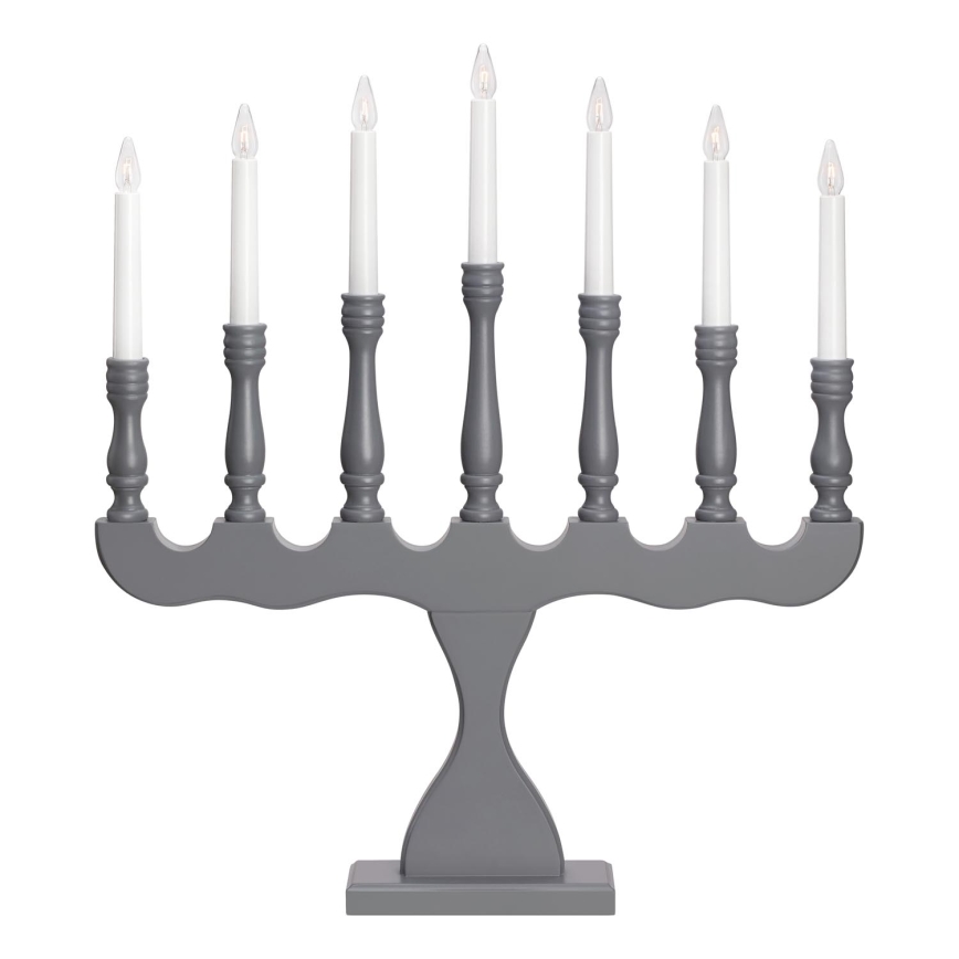 Markslöjd 705813 - Božićni svijećnjak SVANEHOLM 7xE10/3W/230V borovina/siva