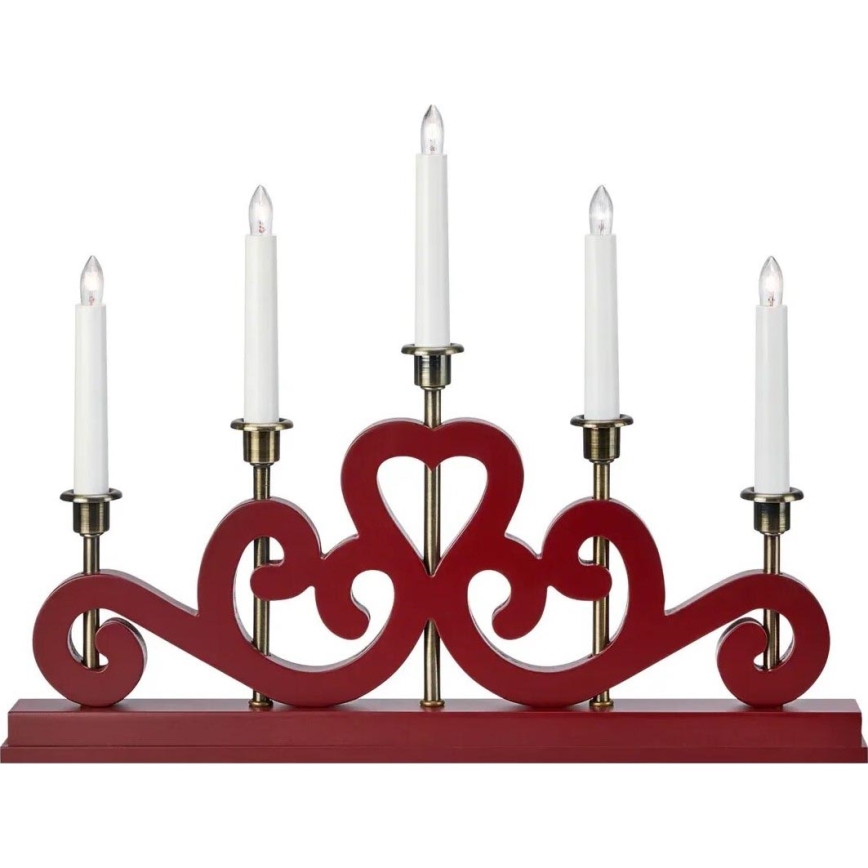 Markslöjd 706211 - Božićni svijećnjak ENEBY 5xE10/3W/230V crveni/mesing