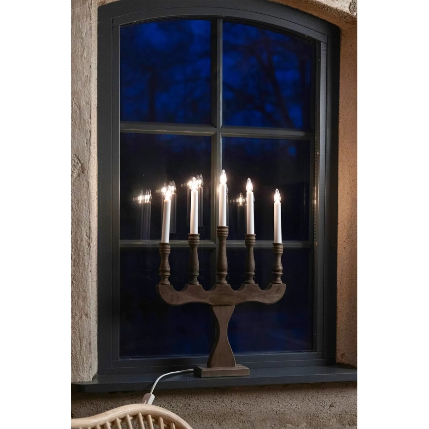 Markslöjd 706280 - Božićni svijećnjak SVANEHOLM 5xE10/3W/230V borovina/smeđa