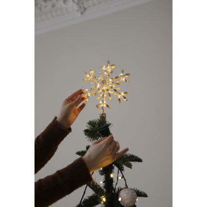 Markslöjd 706556 - LED Božićna zvijezda za bor GLINA LED/2,16W/2xAA zlatna