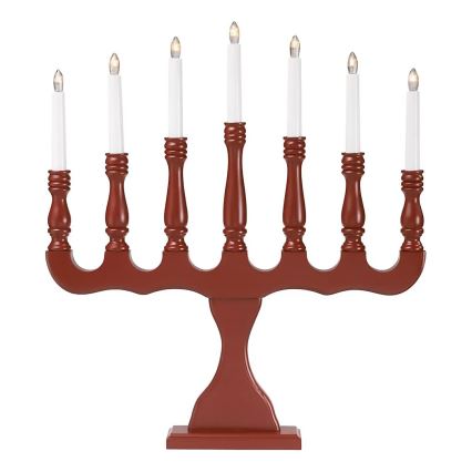 Markslöjd 8004,1 - Božićni svijećnjak SVANEHOLM 7xE10/3W/230V borovina/crvena