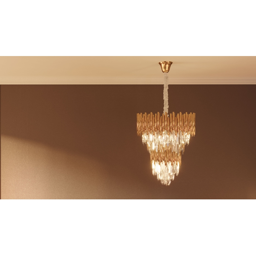 MAXLIGHT P0283 - Luster na lancu VOGUE 16xE14/40W/230V pr. 60 cm zlatna