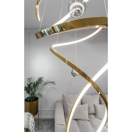 MAXLIGHT P0483D - LED Prigušivi luster na sajli RITZ LED/100W/230V pr. 60 cm CRI 90 mesing