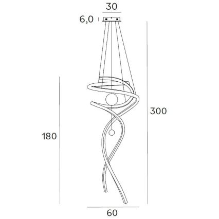 MAXLIGHT P0500D - LED Prigušivi luster na sajli RITZ LED/100W/230V pr. 60 cm CRI 90 crna