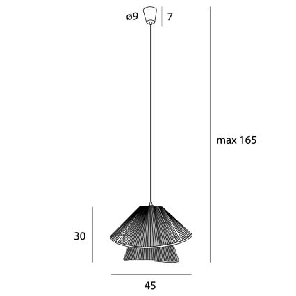 MAXLIGHT P0580 - Luster na sajli AMALFI 1xE27/15W/230V pr. 45 cm crna