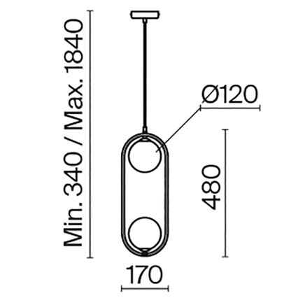 Maytoni MOD013PL-02BS1 - Luster na sajli RING 2xG9/25W/230V mesing