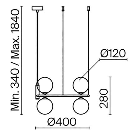 Maytoni MOD013PL-04BS1 - Luster na sajli RING 4xG9/25W/230V zlatna