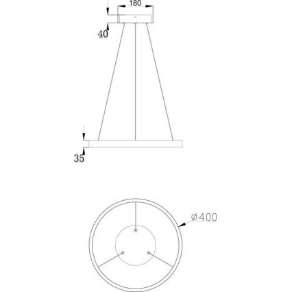 Maytoni MOD058PL-L22B3K - LED Luster na sajli RIM LED/25W/230V 3000K pr. 40 cm crna