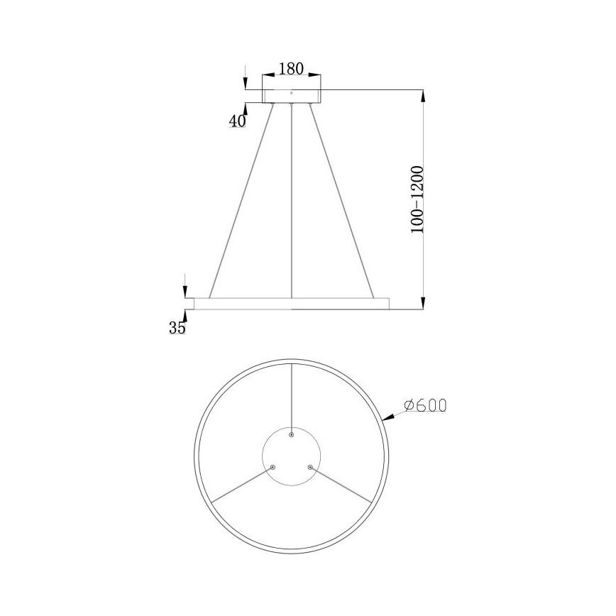 Maytoni MOD058PL-L32B3K - LED Luster na sajli RIM LED/37W/230V 3000K pr. 60 cm crna
