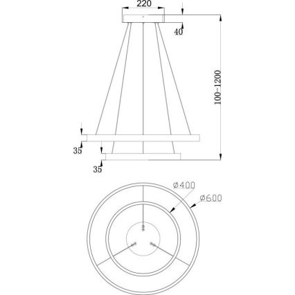 Maytoni MOD058PL-L55B3K - LED Luster na sajli RIM LED/61W/230V 3000K pr. 60 cm crna