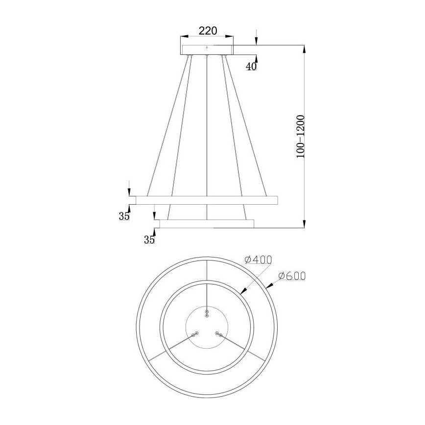 Maytoni MOD058PL-L55B3K - LED Luster na sajli RIM LED/61W/230V 3000K pr. 60 cm crna