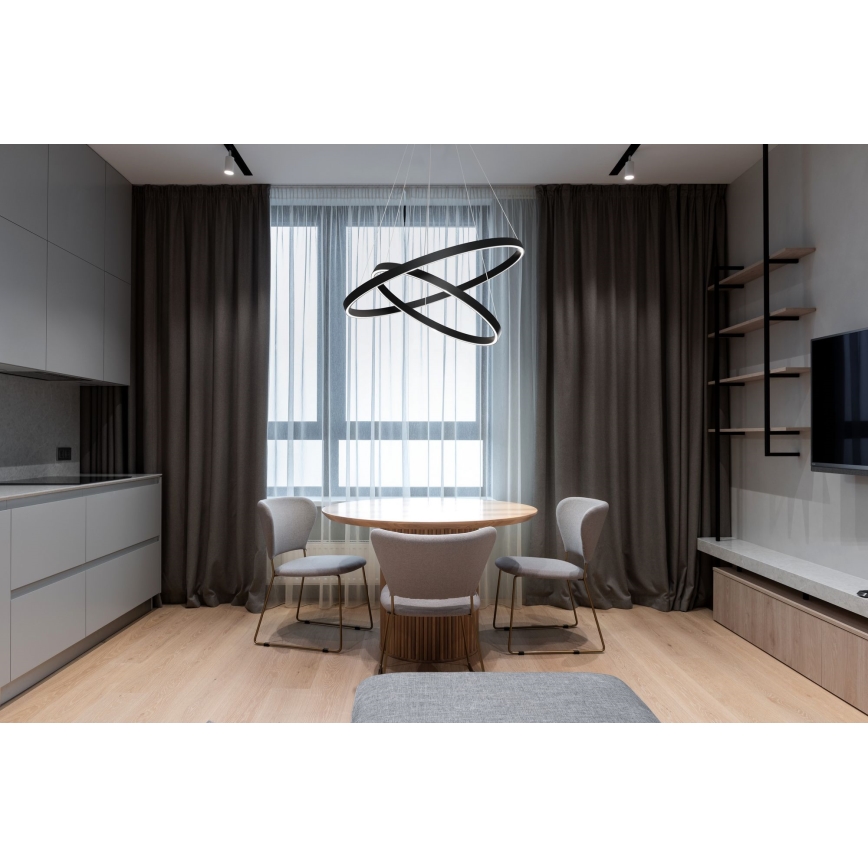 Maytoni MOD058PL-L74B3K - LED Luster na sajli RIM LED/88W/230V 3000K pr. 80 cm crna