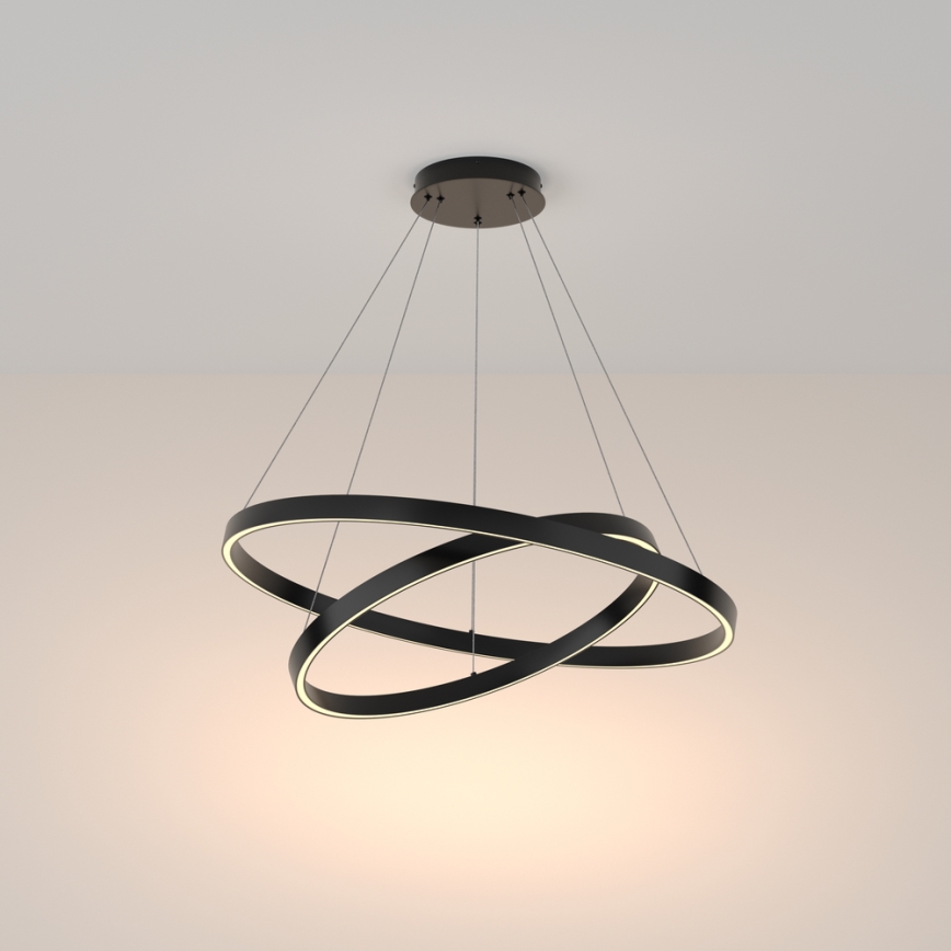 Maytoni MOD058PL-L74B3K - LED Luster na sajli RIM LED/88W/230V 3000K pr. 80 cm crna