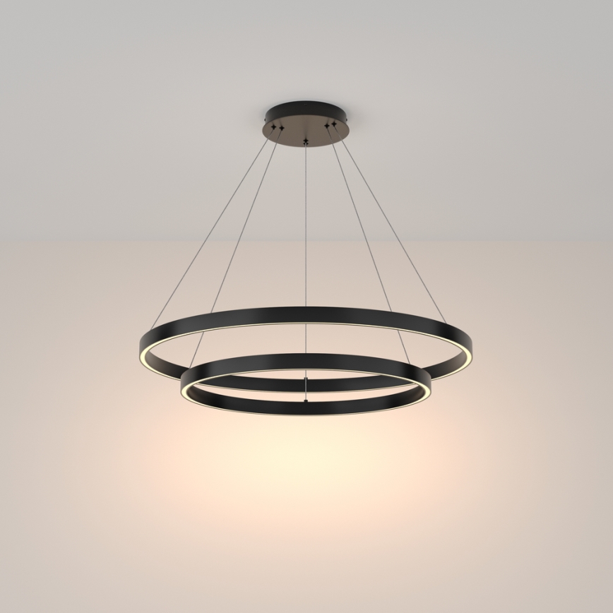 Maytoni MOD058PL-L74B3K - LED Luster na sajli RIM LED/88W/230V 3000K pr. 80 cm crna