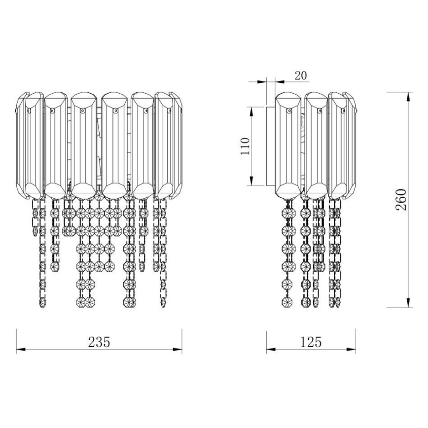 Maytoni MOD097WL-02CH - Zidna svjetiljka HAIL 2xE14/40W/230V sjajni krom