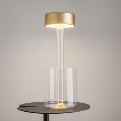Maytoni MOD229TL-L3G3K1 - LED prenosna stolna lampa s mogućnošću prigušivanja, punjiva LED/3W/5V 2200-4000K 2000 mAh zlatna/prozirna
