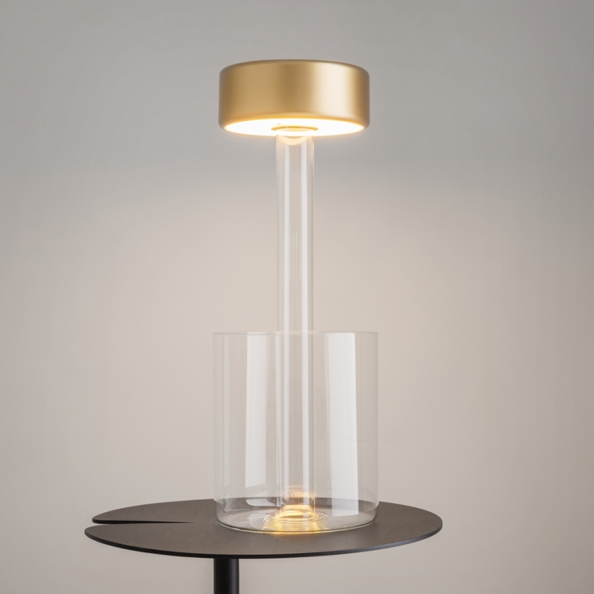 Maytoni MOD229TL-L3G3K1 - LED prenosna stolna lampa s mogućnošću prigušivanja, punjiva LED/3W/5V 2200-4000K 2000 mAh zlatna/prozirna