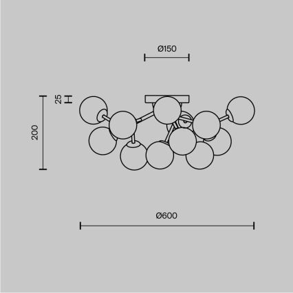 Maytoni MOD545CL-12B - Stropno svjetlo DALLAS 12xG9/28W/230V crno/zadimljeno